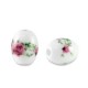 Ceramic bead oval 10x8mm White-berry pink